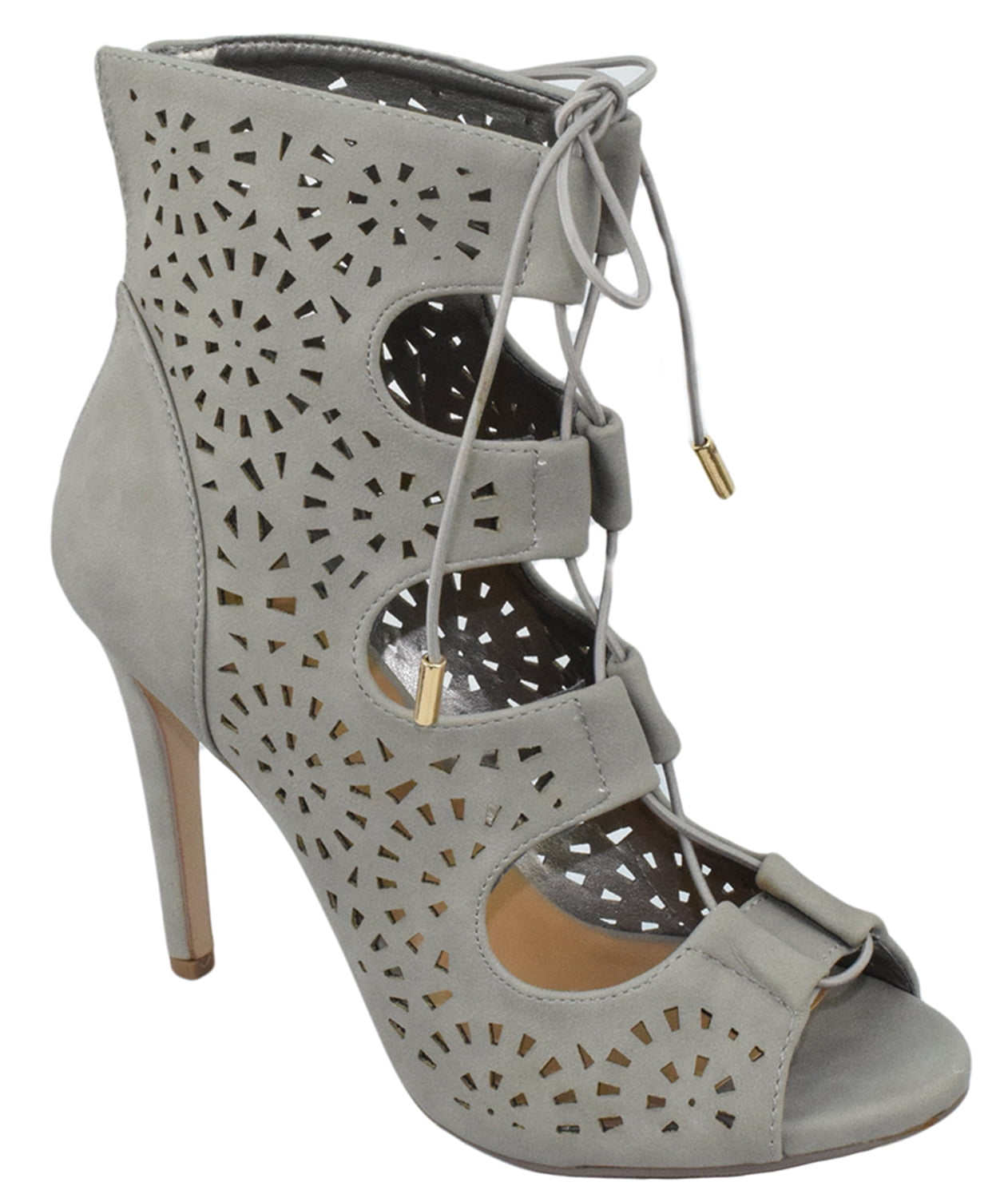 Delicious Women Stiletto Thin Skinny High Heels Back Zipper Peep Toe Caged  Cut Out Gladiator Style Lace Up Yuta-S Sand Beige Tan 8 - Walmart.com
