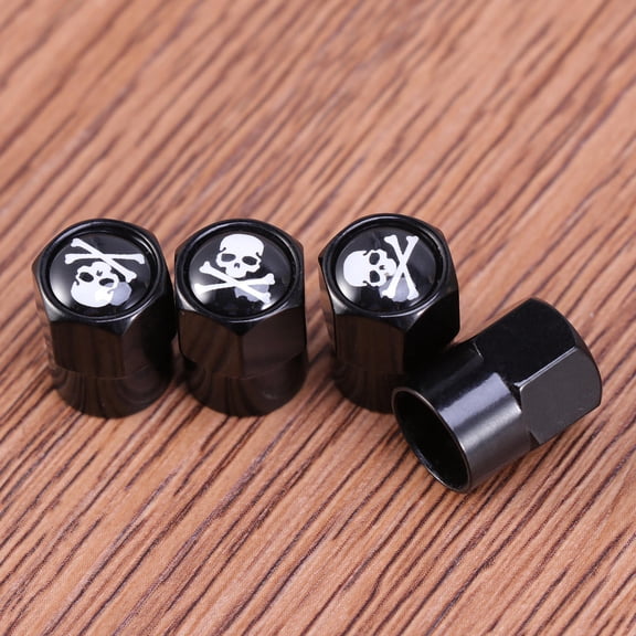 WRISTBIQUE 4-Pack Black Aluminum Alloy Tire Valve Stem Caps Car Accessories Set