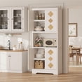 thumbnail image 2 of Garvee Pantry Cabinet with Carved Door, 72" Tall Kitchen Hutch Storage Cabinet with Shelf for Microwave, Freestanding Wooden Cupboard with Crystal Handle, for Dining Living Room, Antique White, 2 of 8