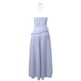 thumbnail image 5 of Unir Women’S 2-Piece Vacation Outfit Set, Halter Neck Keyhole Cut Out Ruffle Trim Top With High Waist Tiered Drawstring Flowy Maxi Skirt, Smooth Lightweight Polyester Fabric, 2pcs, Sizes S To L, 5 of 7
