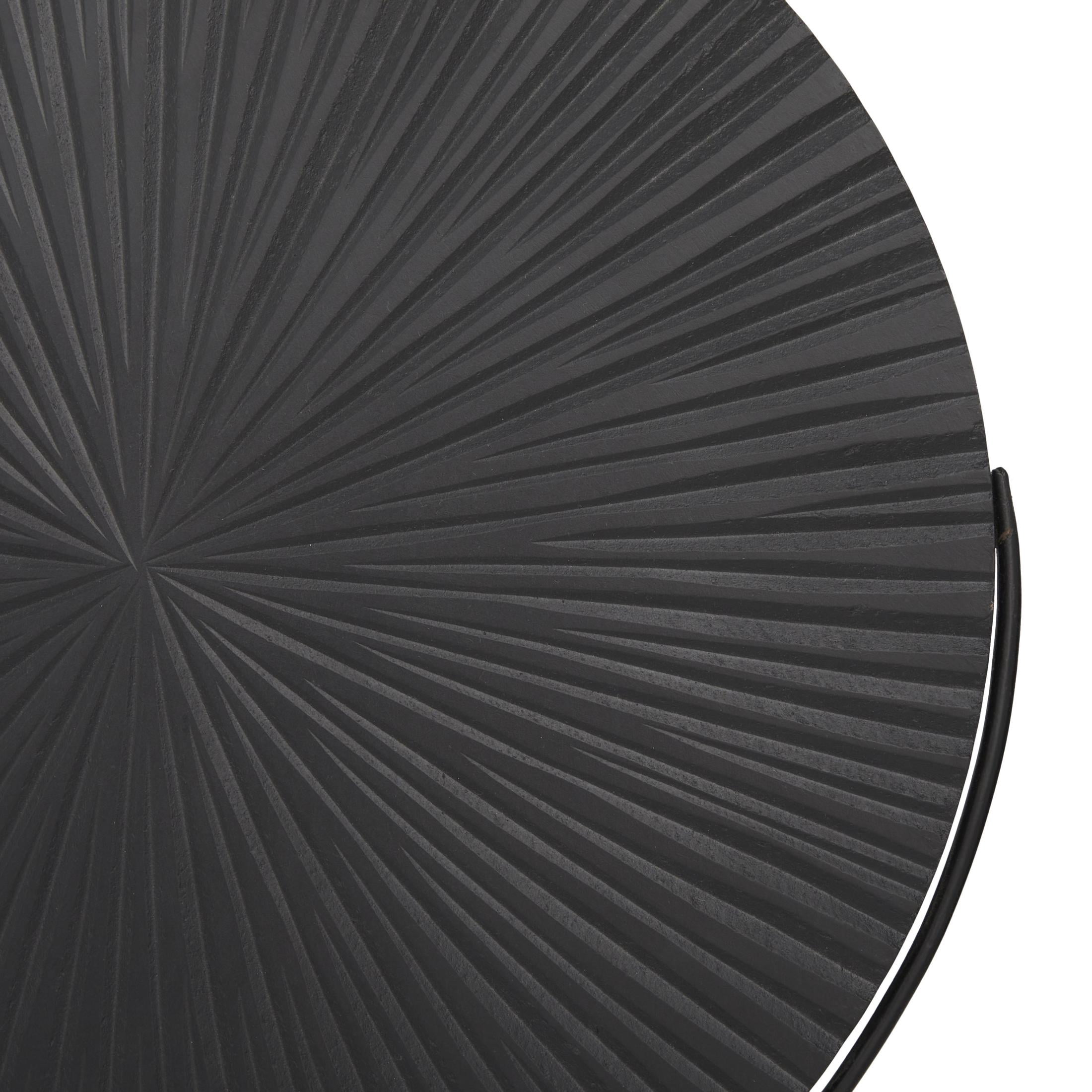 18" x 23" Black Wooden Textured Round Disk Starburst Sculpture with Stand, by CosmoLiving by Cosmopolitan