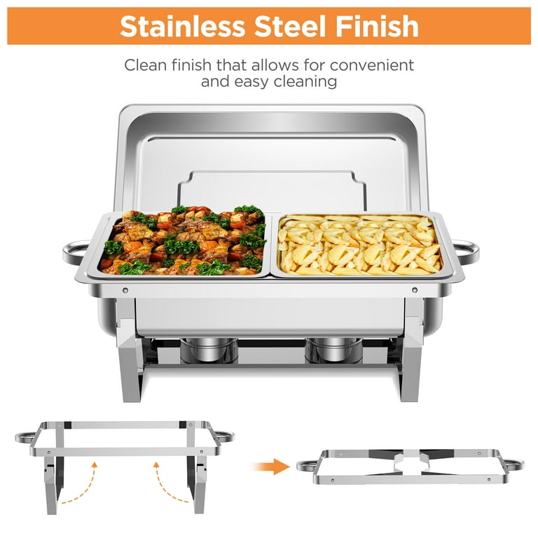 Famistar 6 Pack Chafing Dish Buffet Set With Cover - Stainless