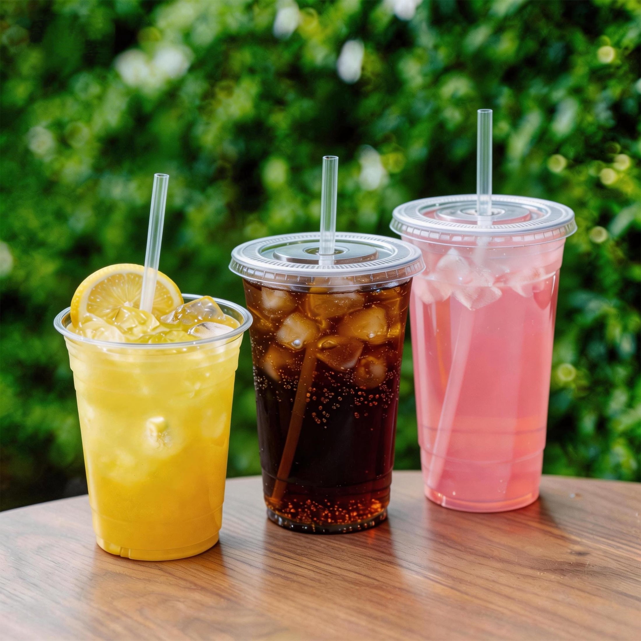 Family Essentials 100 Pack 20 Fl oz Clear Plastic Cups with Lids and Straws, Disposable To-Go Cups for Iced Coffee, Smoothies & Cold Drinks