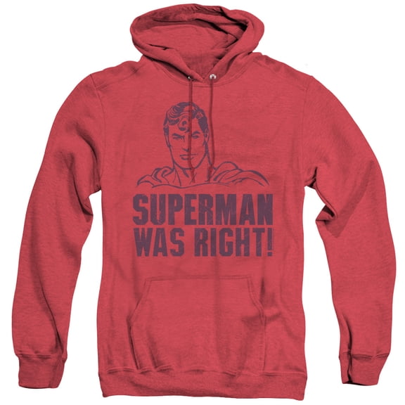 Superman Was Right Adult Heather Hoodie Sweatshirt Red