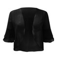 thumbnail image 5 of ERkkoi Women Shrug Soft Chiffon Open Front Sheer 3/4 Sleeve Bolero Cardigan for Evening Dress Black XL, 5 of 6