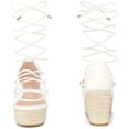 thumbnail image 2 of Sandalias de tiras con tacón de cuña y plataforma con cordones para muj Blanco 37, 2 of 5