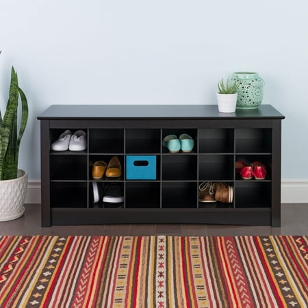 Prepac Entryway Shoe Storage Cubby Bench Black 18 Pair Walmart Com