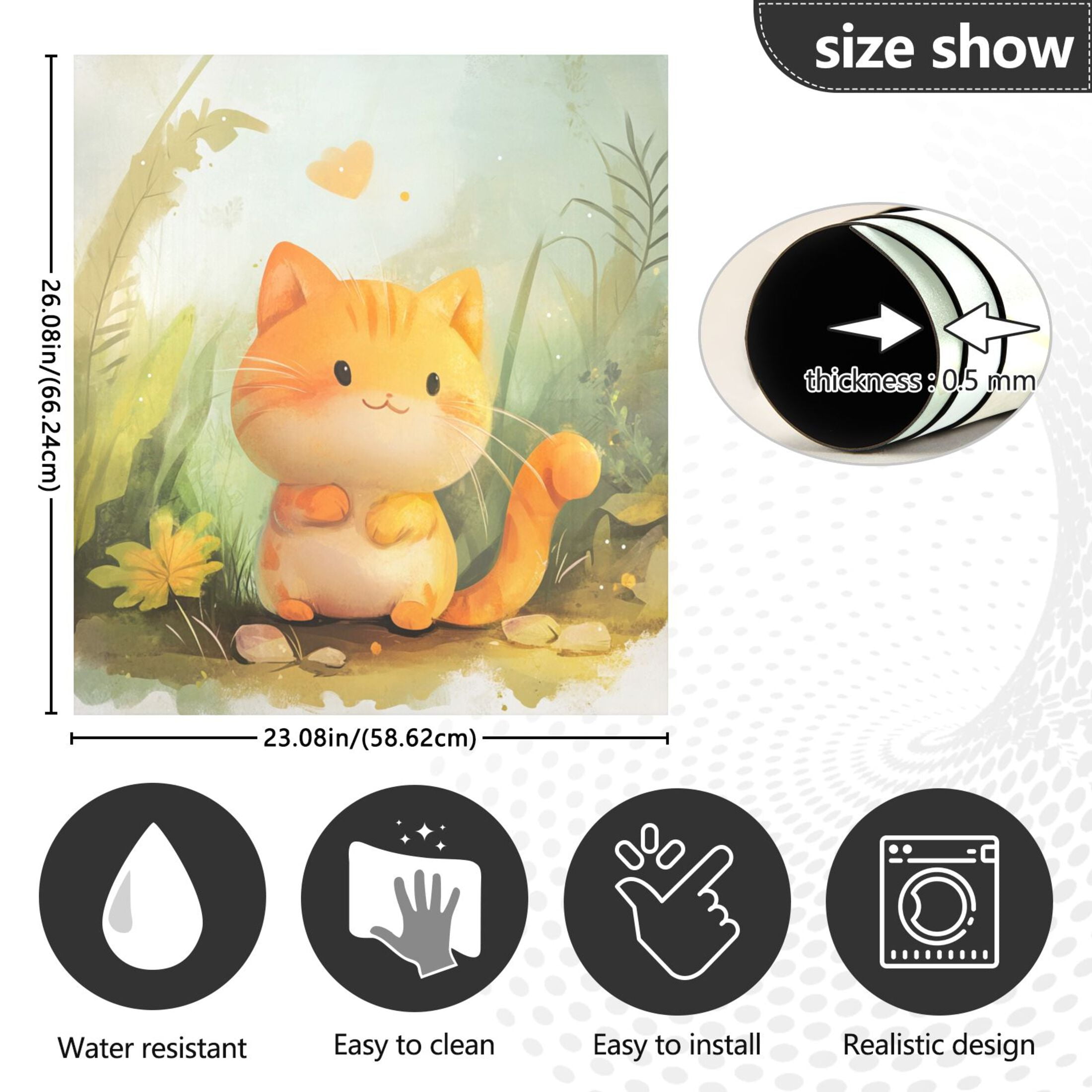Dishwasher Magnetic Sticker 23x26 Inch Refrigerator Magnetic Sticker Washing Machine Magnetic Sticker Kitchen Panel Magnetic Sticker Home Decor Super Cool Orange Cat