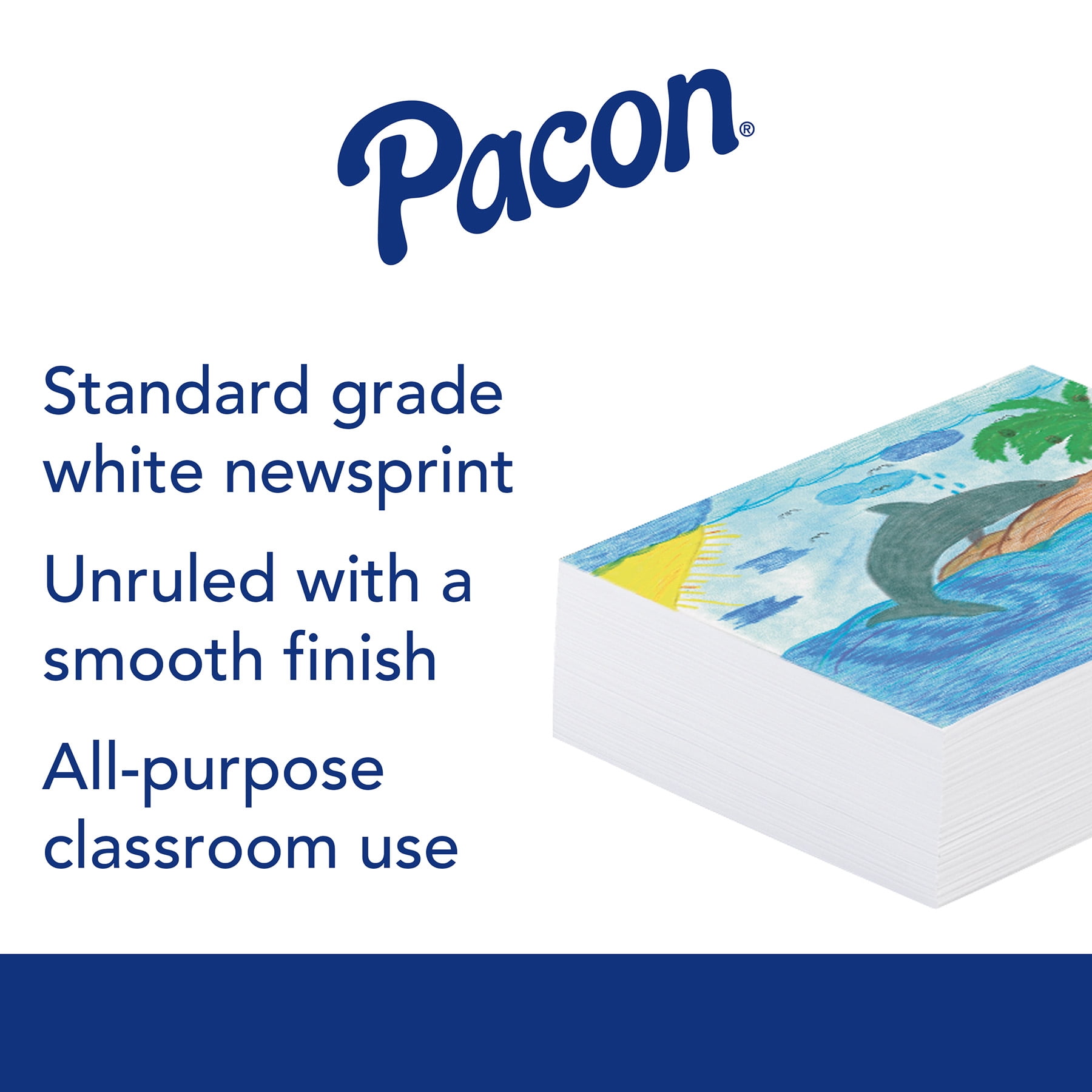 Pacon Newsprint Paper, White, 24" x 36", 500 Sheets