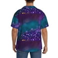 thumbnail image 5 of JUNZAN Mens Casual Button Down Shirts Short Sleeve Purple and Green Glitter Print Shirt-Large, 5 of 7