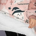 thumbnail image 3 of Oversized Wearable Blanket Hoodie,Pink Hued Cute Halloween Ghosts Pattern Sherpa Blanket Hoodie with Super Pockets,Super Warm Fuzzy Pullover for Women & Men, 3 of 6