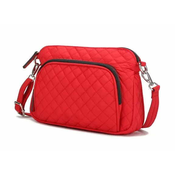 MKF Collection Noni Quilted Crossbody Bag/ Cosmetic Pouch by Mia K. Red