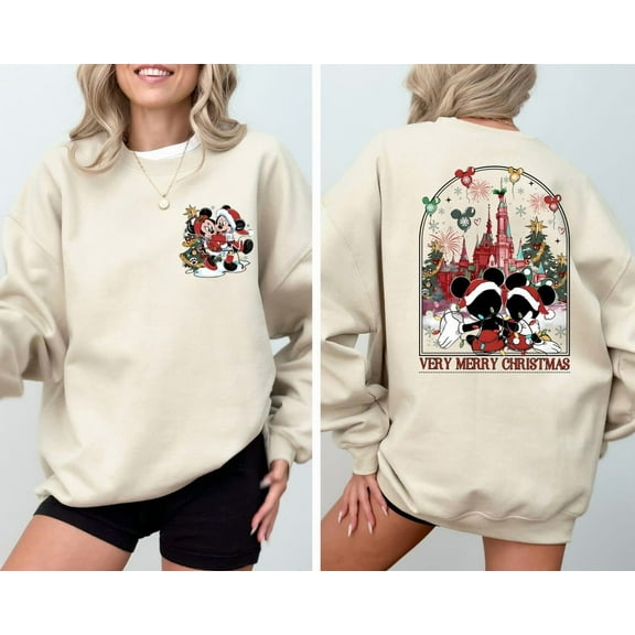Two-Sided Mickey Minnie Christmas Sweatshirt, Mickey's Very Merry Xmas Party Sweat, Disney Couple shirt
