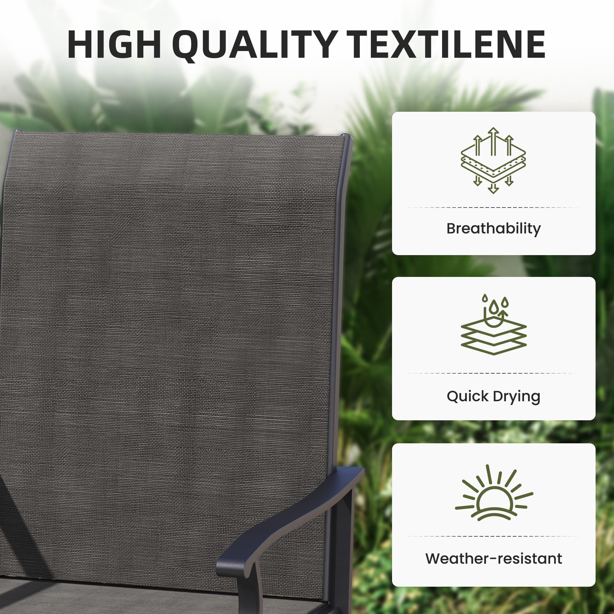 ELPOSUN Patio Swivel Chairs Set of 8, Outdoor Dining Chairs High Back All Weather Breathable Textilene Outdoor Swivel Chairs with Metal Rocking Frame for Lawn Garden Backyard Deck，Black