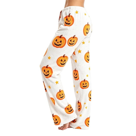 Trgacdwlo Funny Pumpkin Graphic Halloween Pajamas Pants Women Loungewear Fall Sleep Pants Women Elastic Waist Comfy Soft Pj Bottoms for Women