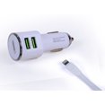 thumbnail image 1 of CAR CHARGER DUAL High Speed USB 3.6A + LIGHTNING CABLE 1M White, 1 of 7