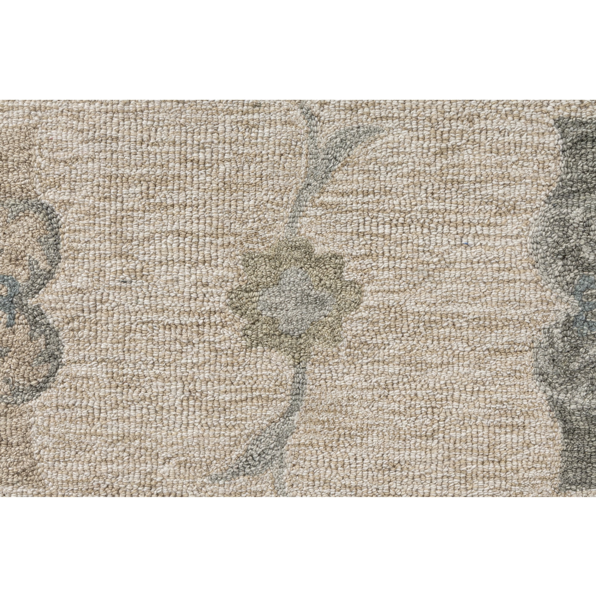 LR Home Wade 2' x 3' Silver/Cream Floral Wool Indoor Area Rug
