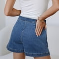 thumbnail image 4 of Women High Waisted Wrap Denim Shorts Casual Y2k Denim Cargo Jeasn Skort Cross Over Waist Asymmetrical Mini Shorts Casual Summer Jean Shorts Trendy Denim Clothes Dark Blue L, 4 of 5