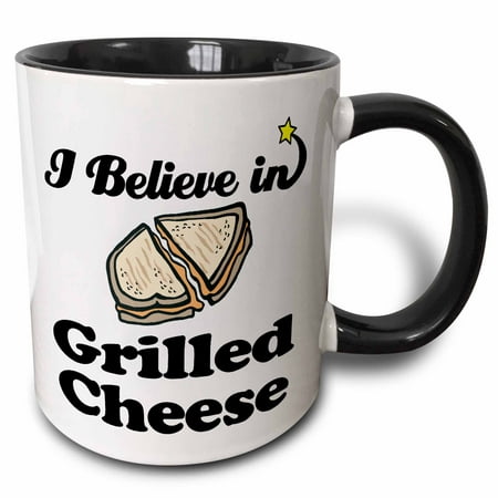 3dRose I Believe In Grilled Cheese - Two Tone Black Mug,