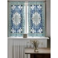 thumbnail image 4 of Blue Boho Curtains 45 Inch Length,Sheer Curtains for Bedroom Living Room Window Farmhouse Bohemian Medallion Oriental Flower Rod Pocket Drapes Kitchen Curtains Small Half Window 42"x45" 2 Panels, 4 of 7