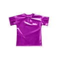 thumbnail image 5 of Xnihocha Kids Girls Metallic Jazz Dance Outfit Short Sleeve Sparkly T-shirt and Pants Shiny Hip Hop Dancewear Purple 180, 5 of 7