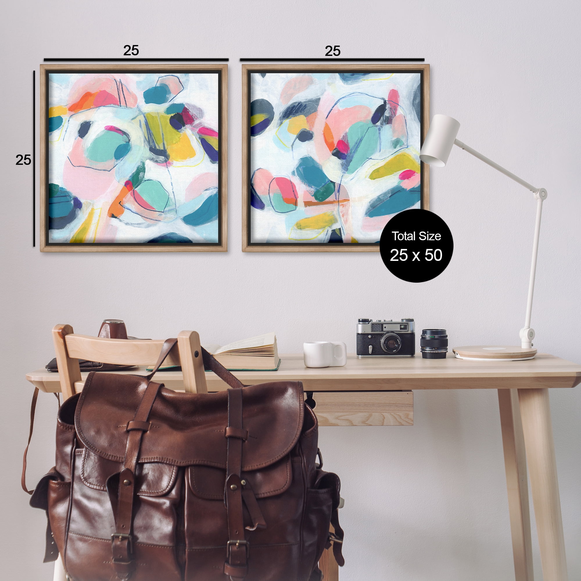Stupell Industries Eye-catching Abstract Pastels Abstract Painting Brown Floater Framed Canvas Art Print Wall Art, 25 x 25, Set of 2