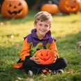 thumbnail image 4 of 10 Inch Light Up Pumpkin Halloween Pumpkin Decorations, Light Up Halloween Decorations for Front Porch, Indoor and Outdoor Jack O Lantern Decor, Single Orange Pumpkin Lantern for, 4 of 5