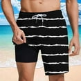thumbnail image 2 of hotojiny Men's 2 in 1 Workout Shorts Fashion Striped Lounge Beach Shorts Drawstring Running Athletic Shorts with Pockets, 2 of 6