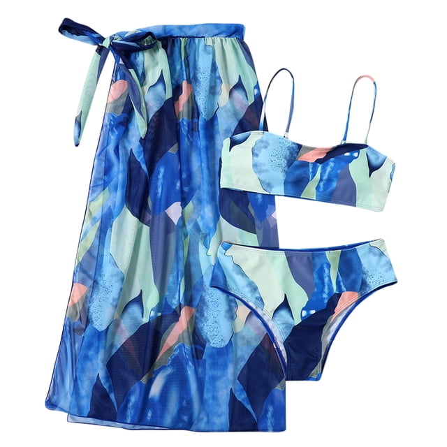 Gibobby Bañador de una pieza Traje de baño Bikini femenino Traje de baño sexy de dos piezas Traje de baño de verano conciso Conjunto de tankinis(Azul,G)