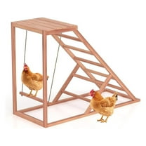 Chicken Perch w/Ladder & Ramp for Coop, Chicken Roosting Bars for Chicks in Run Cage, Poultry Coop Accessories Toy, Wooden Activity Play for Pets Healthy Suitable for Backyard Farm