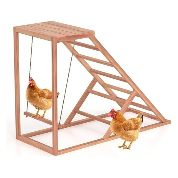 Chicken Perch w/Ladder & Ramp for Coop, Chicken Roosting Bars for Chicks in Run Cage, Poultry Coop Accessories Toy, Wooden Activity Play for Pets Healthy Suitable for Backyard Farm