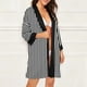 thumbnail image 4 of Batas Talla Lencería Mujer Seda Raya Bata Satén Albornoz Ropa de Dormir Pijamas Mujer, 4 of 9