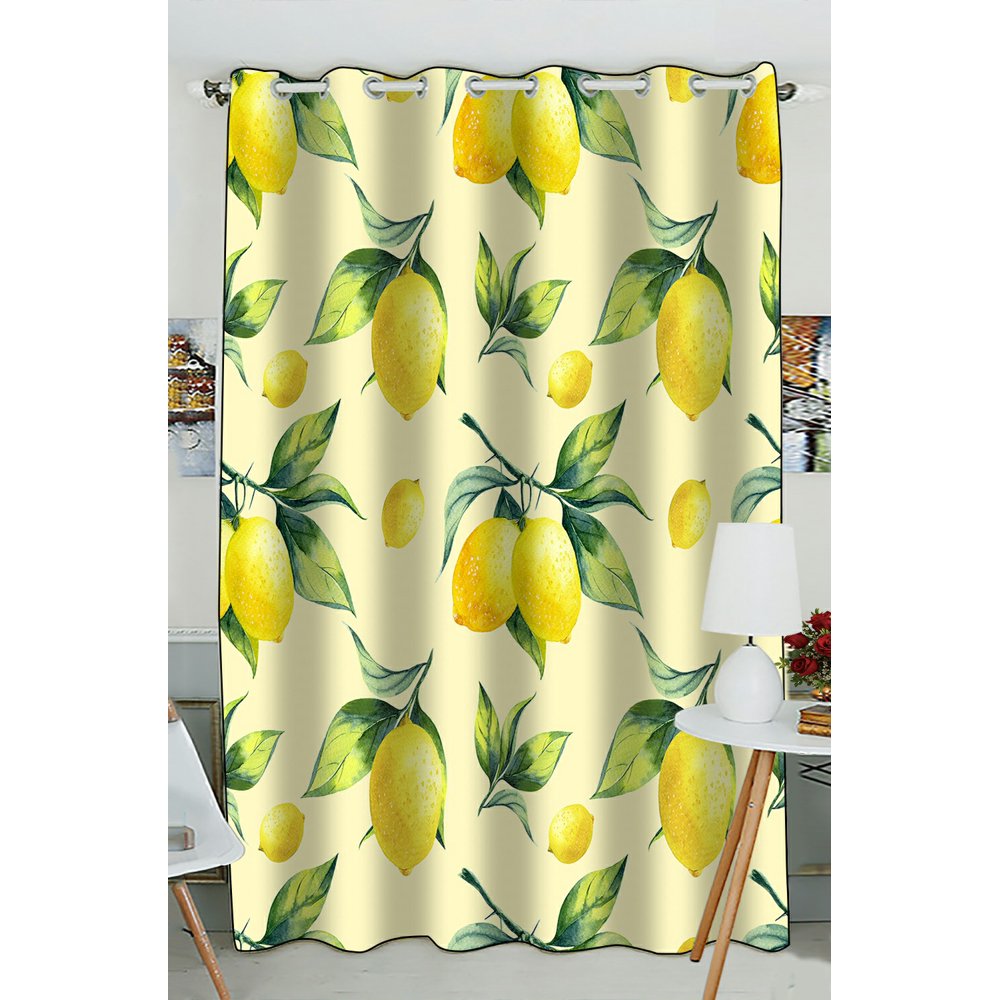 ABPHQTO Lemon Yellow Window Curtain Kitchen Curtain Window Drapes Panel