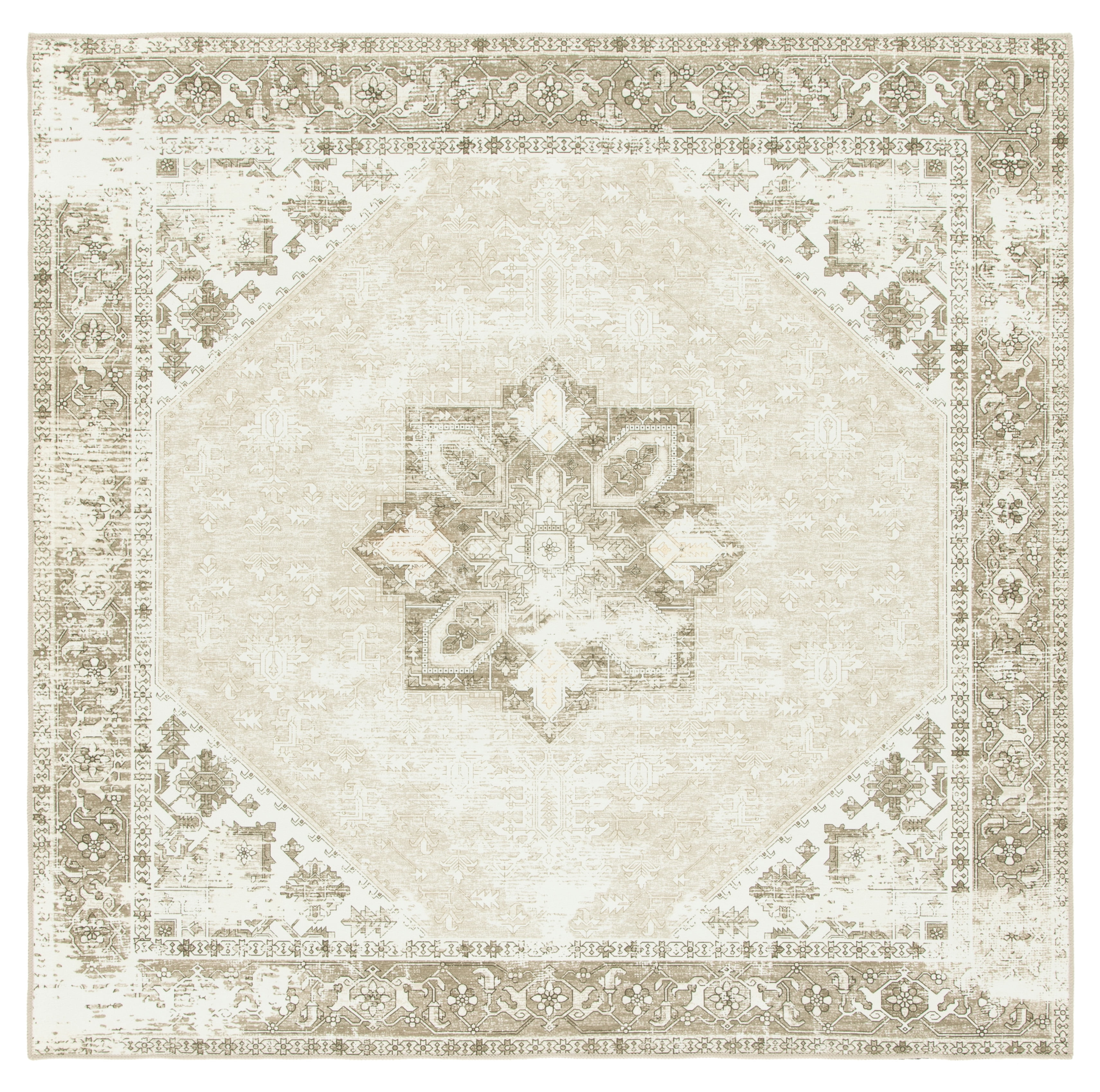 Safavieh Tucson Jayla Oriental Machine Washable Area Rug, Sage/Ivory, 9' x 9' Square