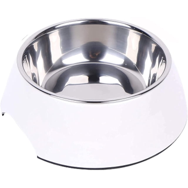 Comedero Antideslizante para Perros - Comedero para Gatos - Comedero para Perros de Acero Inoxidable y Melamina - para Perros Grandes y Pequeños - Blanco, 350 ML - Varios Colores y Tamaños Disponibles