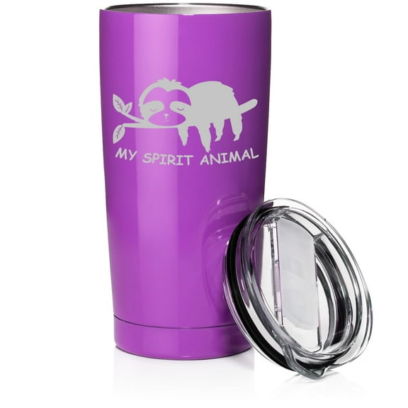 Smooth Body Tumbler Stainless Steel Vacuum Insulated Travel Mug Cup Gift Sloth My Spirit Animal Funny (Purple, 20 oz)