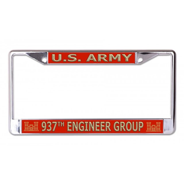 U.S. Army 937th Engineer Chromé Cadre de Plaque License