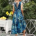 thumbnail image 3 of Robe Imprimée Florale d'Été des Femmes Short Sleeve Robe Robe Serrée Robe de Plage Robe de Soleil Ébouriffée Fluide Longue Robe, 3 of 4