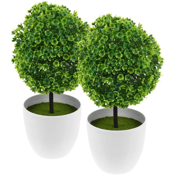 MLINS 2 Pcs Simulated Potted Plant Topiary Balls Decorative Faux Trees Indoor Office