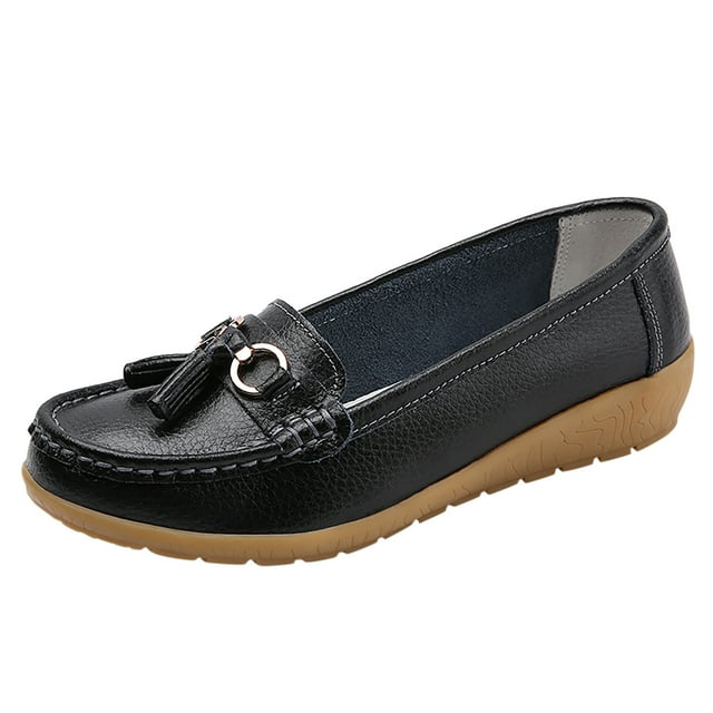 TOWED22 Chaussures Plates pour Femmes Bout Rond Chaussures Plates Ballerines pour Femmes Chaussures Plates Nues (Noir, 7.5)
