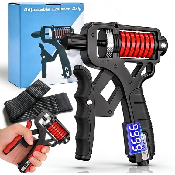 Adjustable Hand Grip Strengthener with Electronic Counter, 11-364Lbs Resistance, Non-Slip Handle Forearm Strengthener, Hand Grippers for Strengthening Grip Finger Wrist Exercise Home Gym