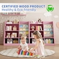 thumbnail image 4 of 4 Tier Kids Wooden Bookshelf Toy Storage Organizer, 3 Layer Sling Children Bookcase, Toddler Baby Book Display Shelf for Playroom Nursery Classroom Library, 4 of 6