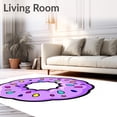 thumbnail image 2 of ODIKA 8'x10' Machine Washable Non-Slip Area Rug, Kawaii Food Theme Cartoon Shower for Indoor High Traffic Rug, Purple, 728279, 2 of 7