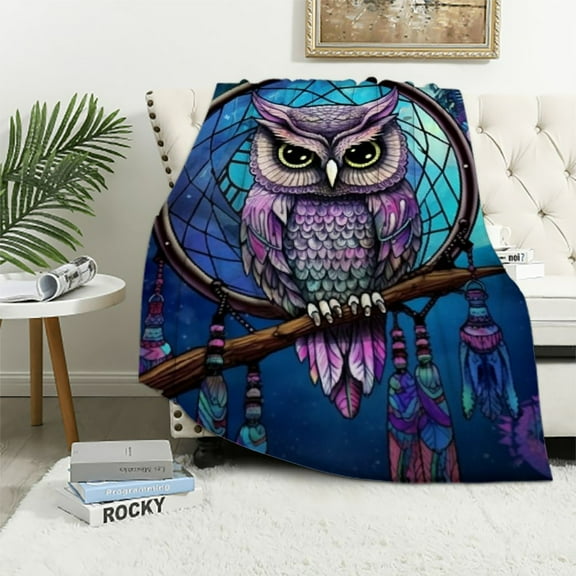 COMIO Owl Blanket Soft Cozy Throw Blanket Lightweight Plush Warm Blankets Camping Animals Blanket Owl Gifts for Owl Lovers for Women Men for Holiday Sofa Couch for All Season Owl Decor