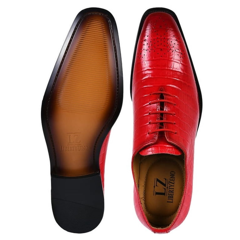LIBERTYZENO Men Genuine Leather Formal Lace Up Oxford Dress 