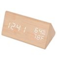 thumbnail image 4 of Reloj de escritorio digital Bling Bling triangular de madera con alarma LED, 4 of 12