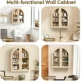 thumbnail image 4 of Wall Bathroom Cabinet with Glass Doors, Wood Medicine Cabinet with Adjustable Shelf, Arched Hanging Cabinet for Bathroom, Livingroom, Kitchen (Natural), 4 of 16