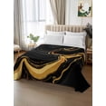 thumbnail image 2 of Marble Black Queen Size Flat Sheet, Wrinkleproof & Fadeproof Cooling Flat Bed Sheet Only, Vintage Gold Art Abstract Farmhouse Breathable Soft Bedding Top Sheets 90 x 102 Inches, 2 of 8