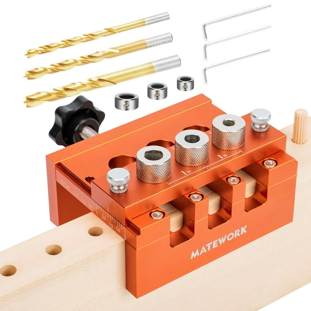 Dowel Jig Matework de ancho ajustable para carpintería con brocas