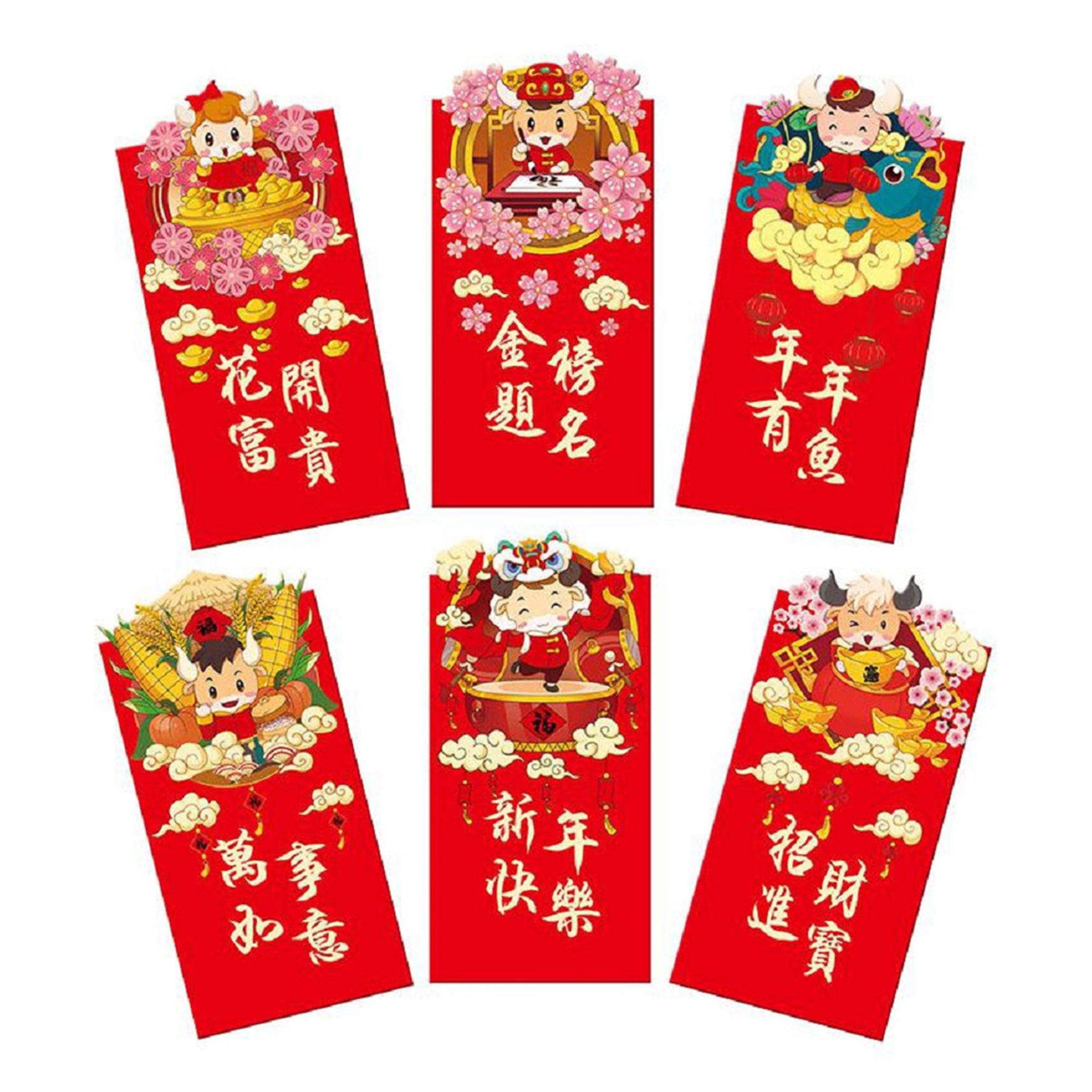 6pcs Rat Styles Red Envelope Luckymoney Chinese Tradition Hongbao New Year Gi kw 